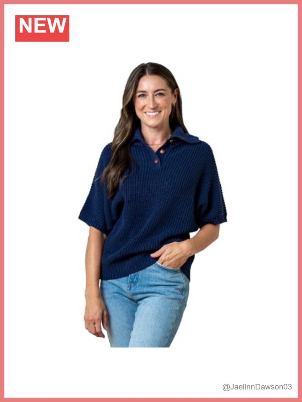 Organic Cotton Short Puff Sleeve Cardigan Sweater Button Faux Leather Placket